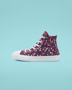 Converse Ditsy Floral Chuck Taylor All Star Lány Magasszárú Rózsaszín/Rózsaszín/Bordó | KHPMNZD-HU